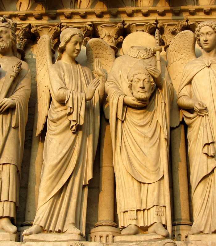 Detail of carved statues at Chartres Cathedral during a private trip