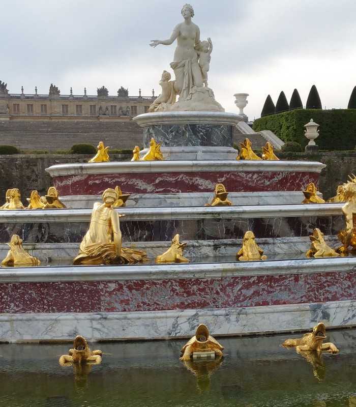 Baroque Latona Fountain in the Versailles gardens during a private visit.