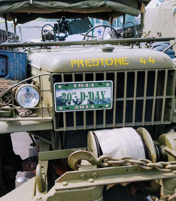 Restored U.S. Army Jeep seen during a private D-Day Normandy tour from Paris